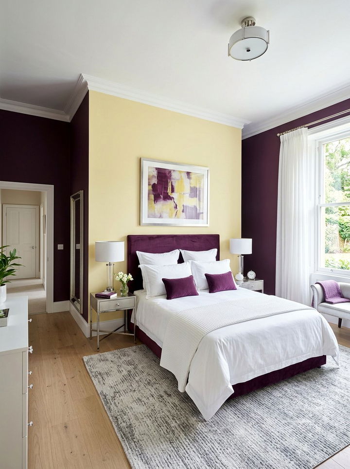 Purple and yellow bedroom - 30 color block bedroom ideas