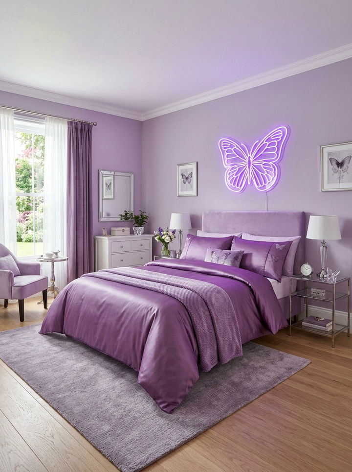Purple butterfly aesthetic bedroom - 30 butterfly bedroom ideas