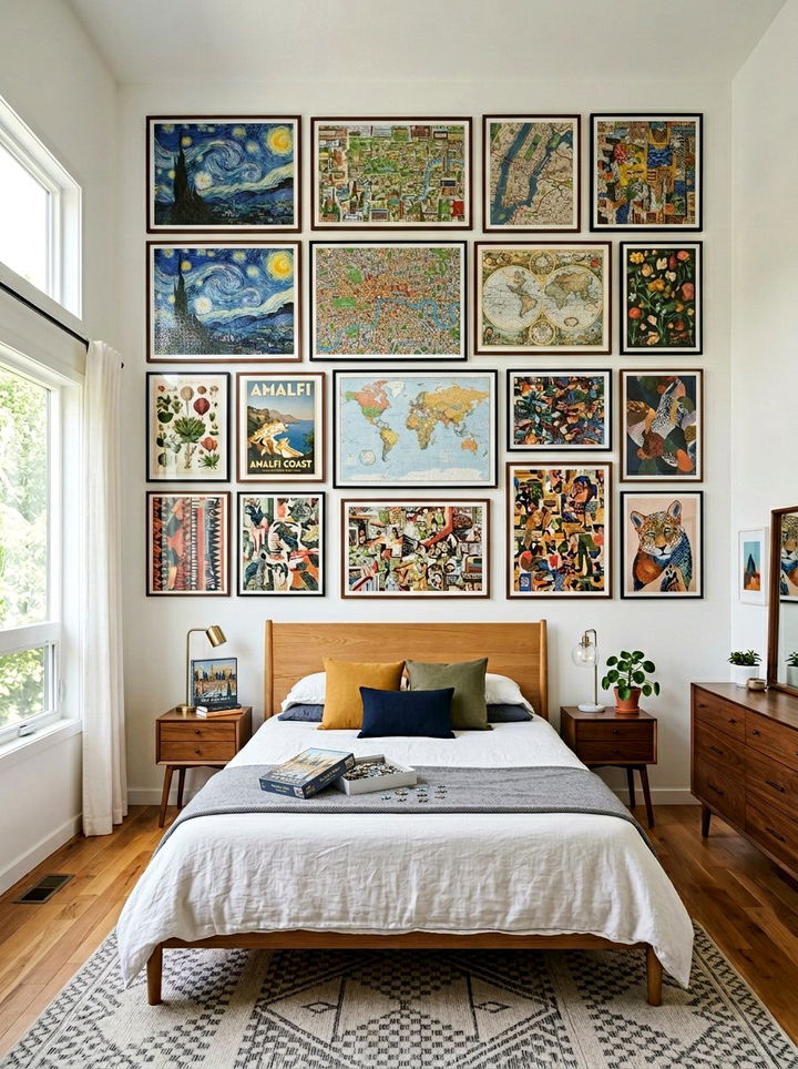 Puzzle Frame Wall - 30 bedroom hobby display ideas
