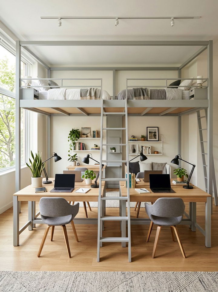 Quadruple Loft Bed With Desk - 30 quadruple bedroom ideas