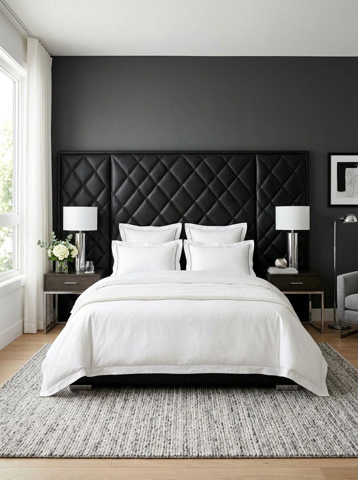 Quilted Leather Headboard - 30 leather bedroom ideas