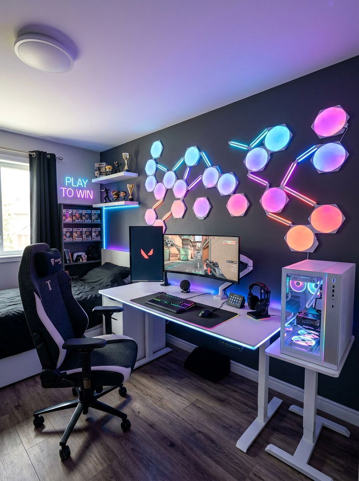 RGB wall esports bedroom - 30 esports bedroom ideas