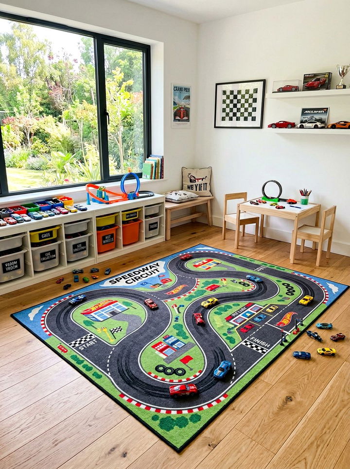 Race Track Rug - 30 race car bedroom ideas