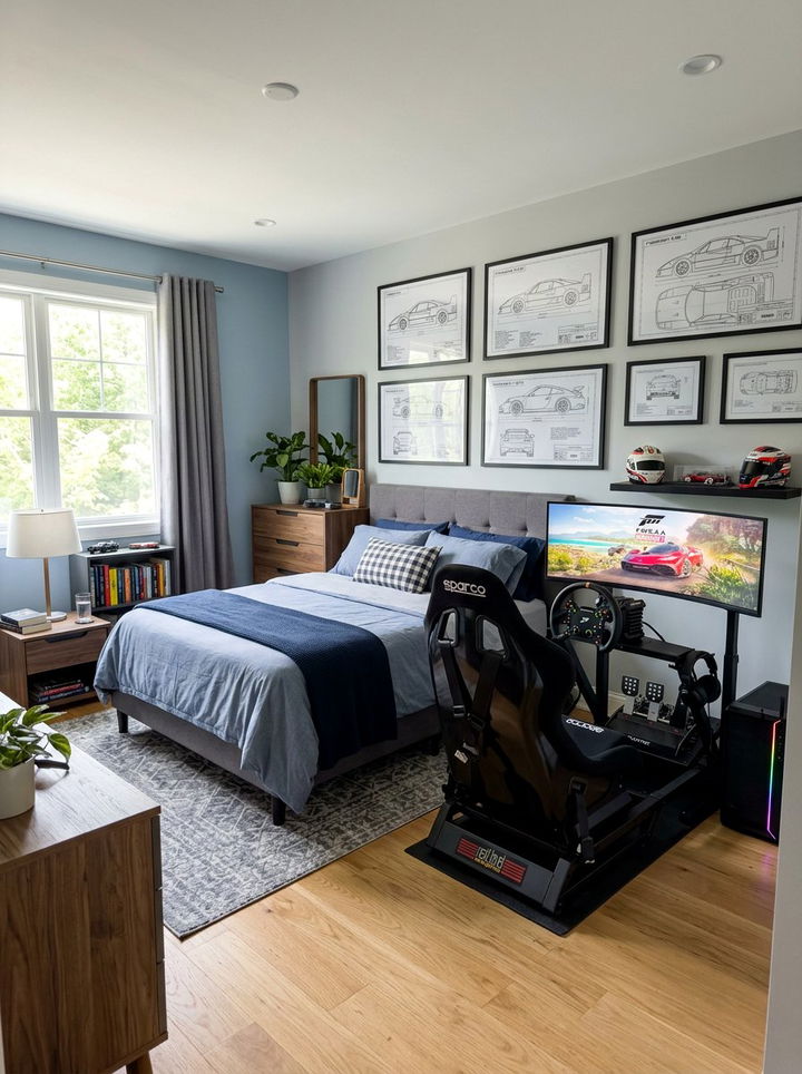 Racing Simulator Setup - 30 race car bedroom ideas