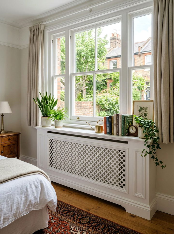 Radiator Cover Shelf - 30 bedroom storage ideas