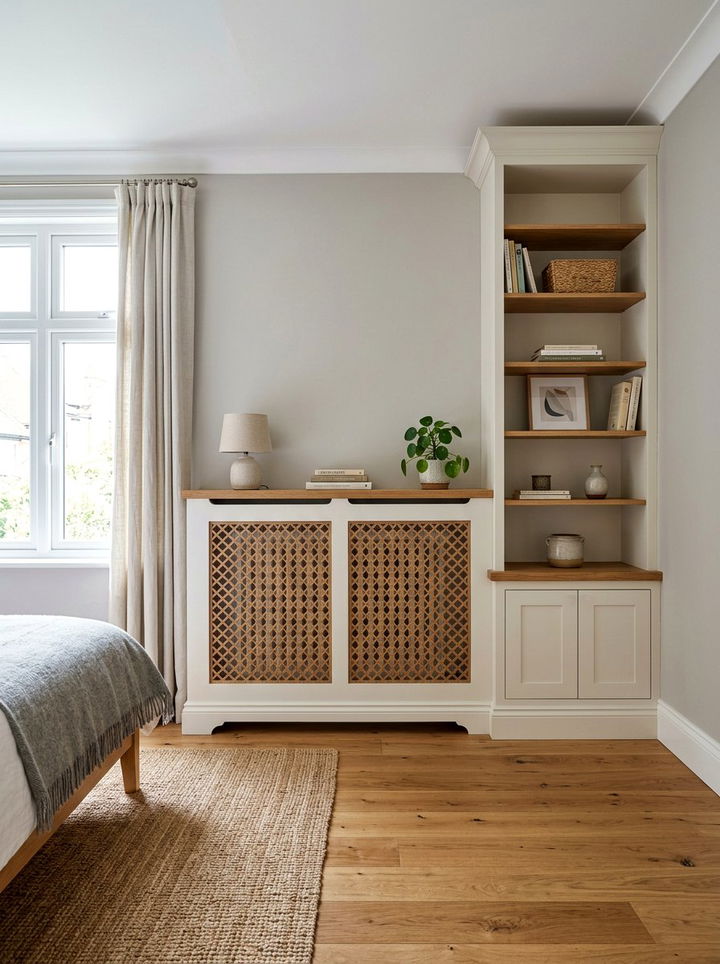 Radiator Cover Storage - 30 bedroom concealed storage ideas