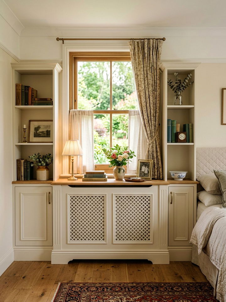 Radiator Shelf Unit - 30 bedroom hidden storage ideas