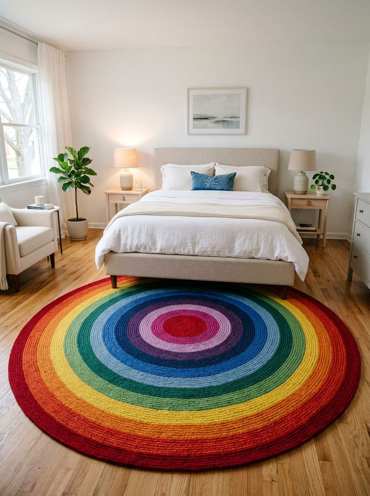 Rainbow Area Rug - 30 rainbow bedroom ideas