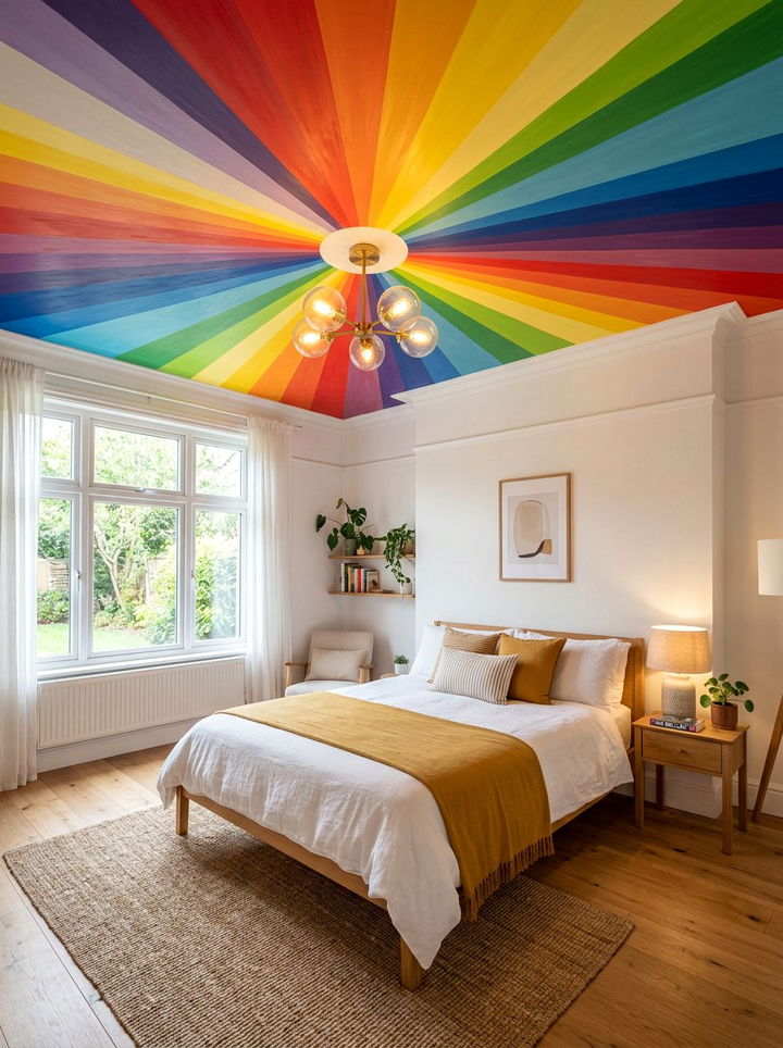Rainbow Ceiling - 30 rainbow bedroom ideas