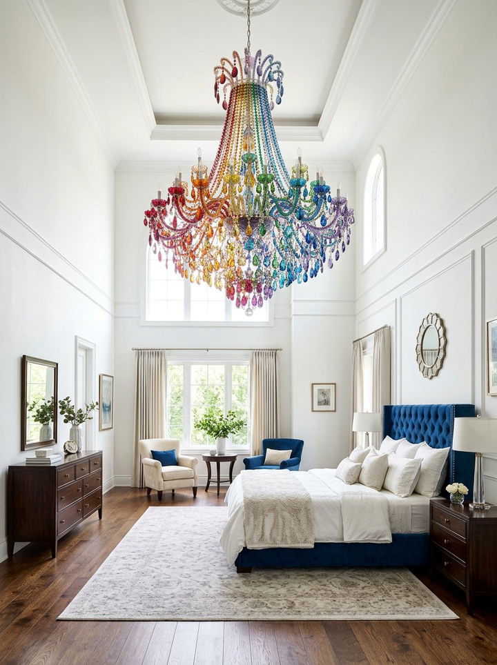 Rainbow Chandelier - 30 rainbow bedroom ideas