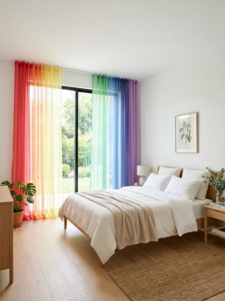 Rainbow Curtains - 30 rainbow bedroom ideas