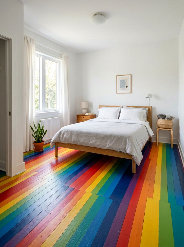 Rainbow Flooring - 30 rainbow bedroom ideas