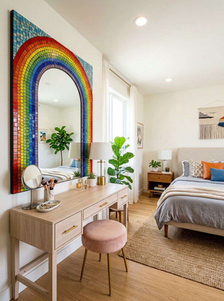 Rainbow Mirror - 30 rainbow bedroom ideas