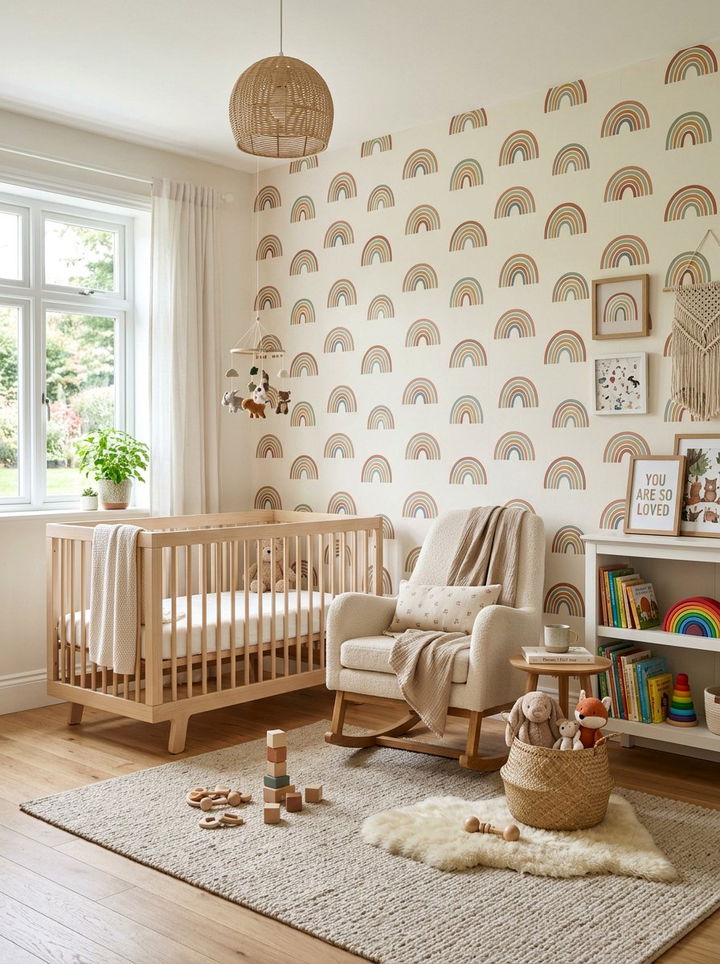 Rainbow Nursery Wallpaper - 30 bedroom removable wallpapers