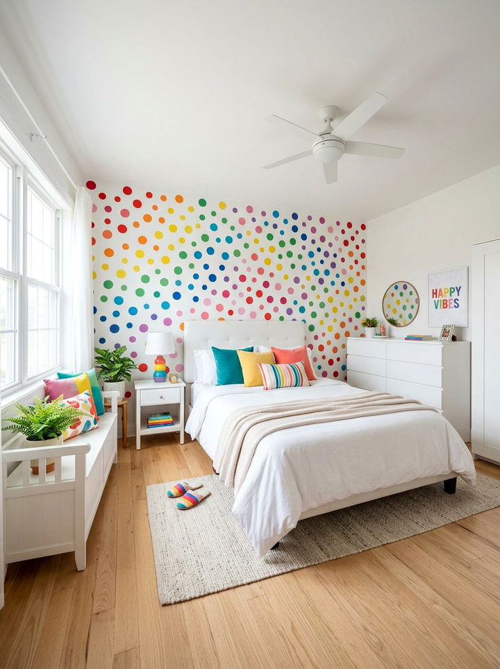 Rainbow Polka Dot Wall - 30 bedroom polka dot walls