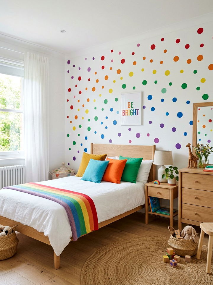 Rainbow Polka Dots - 30 rainbow bedroom ideas