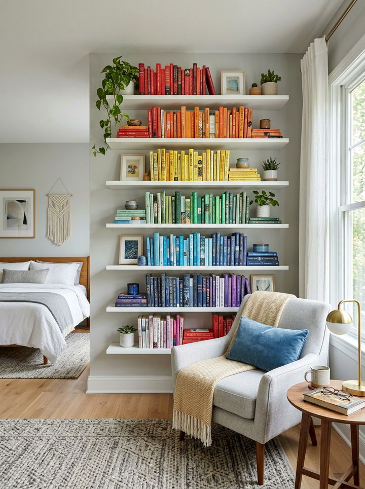 Rainbow Shelving - 30 rainbow bedroom ideas