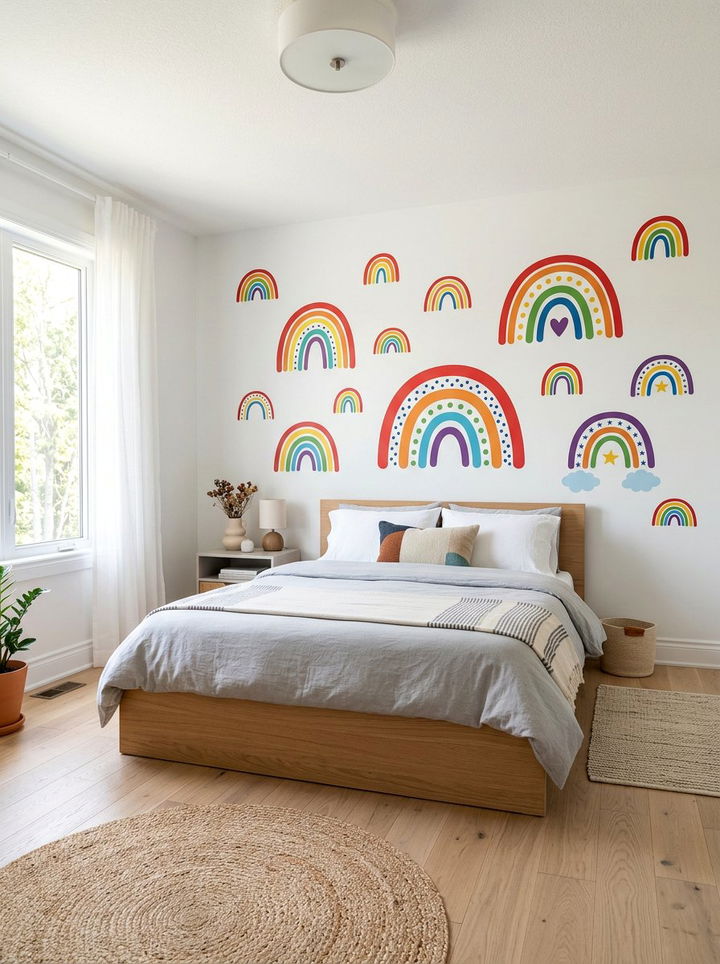 Rainbow Wall Decals - 30 rainbow bedroom ideas