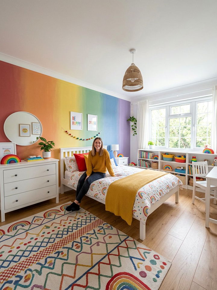 Rainbow ombre wall bedroom - 30 bedroom ombre wall ideas