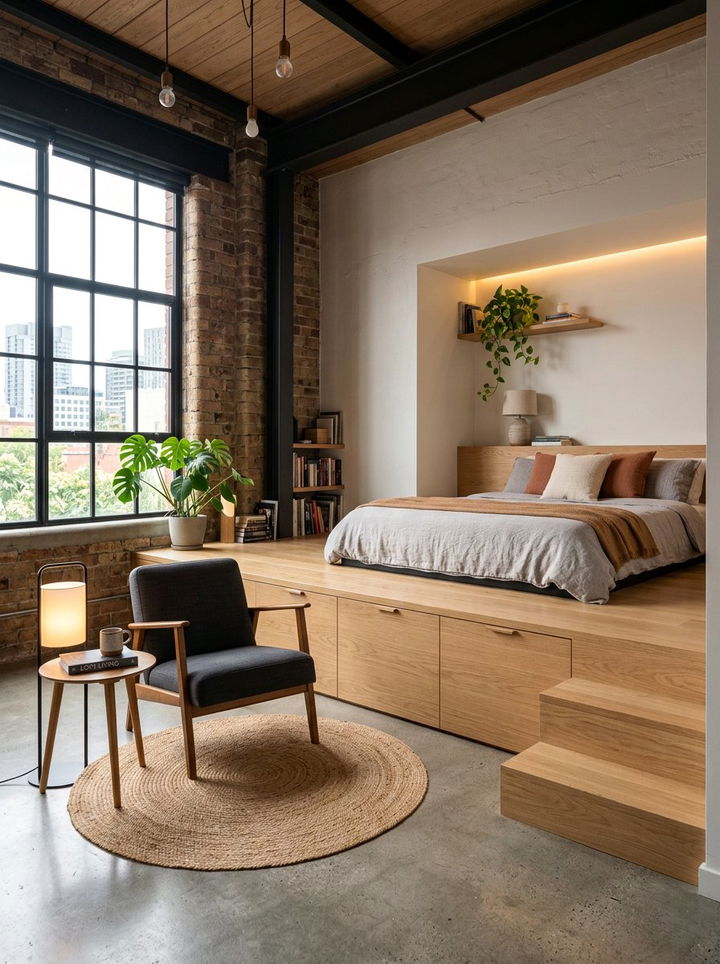 Raised Platform Bed Zone - 30 bedroom zoning ideas