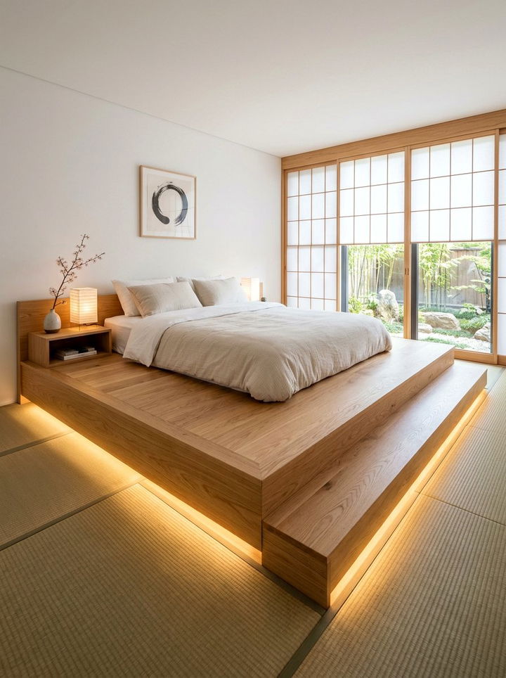 Raised platform bed - 30 open plan bedroom ideas