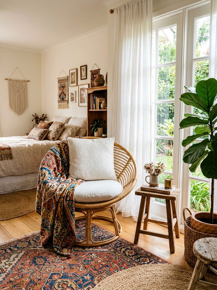 Rattan Accent Chair - 30 wicker bedroom ideas