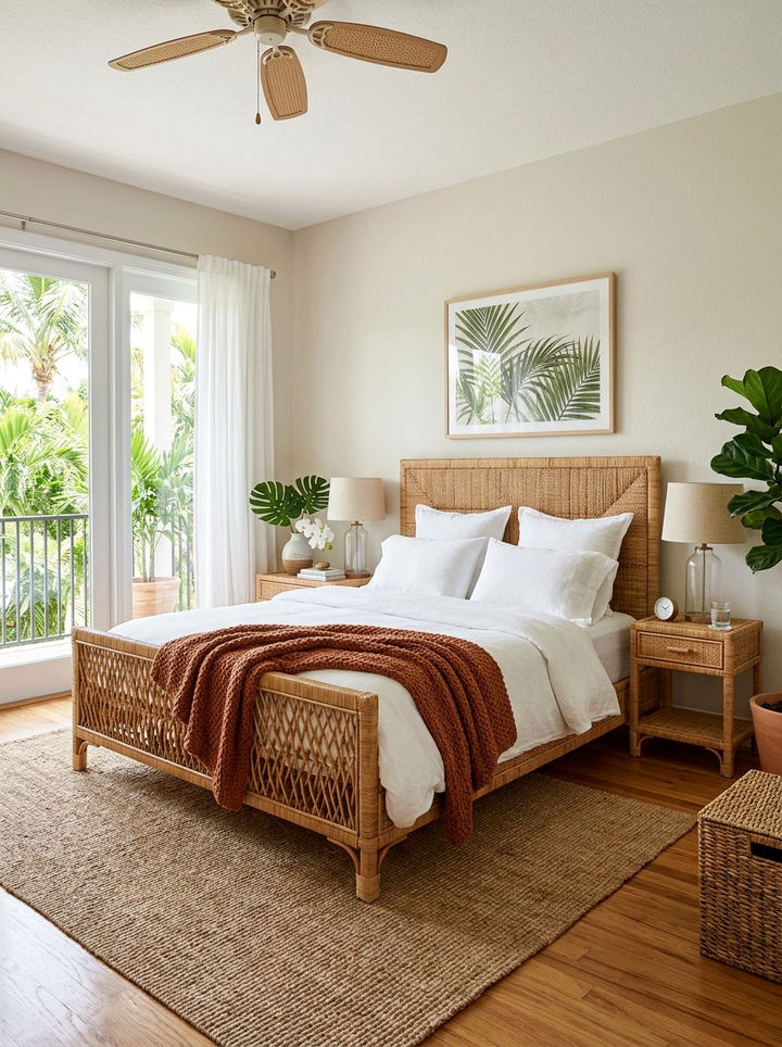 Rattan Bed Frame - 30 tropical bedroom ideas