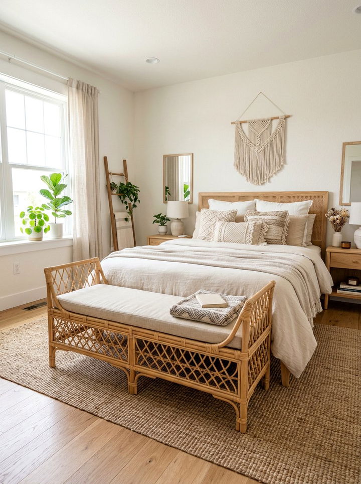 Rattan Bench - 30 bedroom accessories