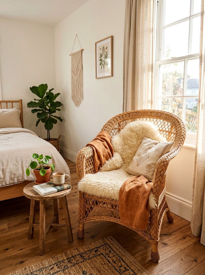 Rattan Chair Corner Bedroom - 30 repurposed bedroom ideas