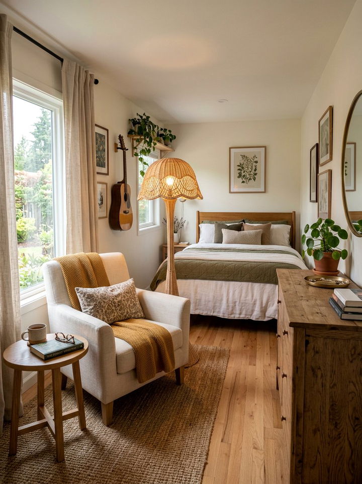 Rattan Floor Lamp - 30 rattan bedroom ideas