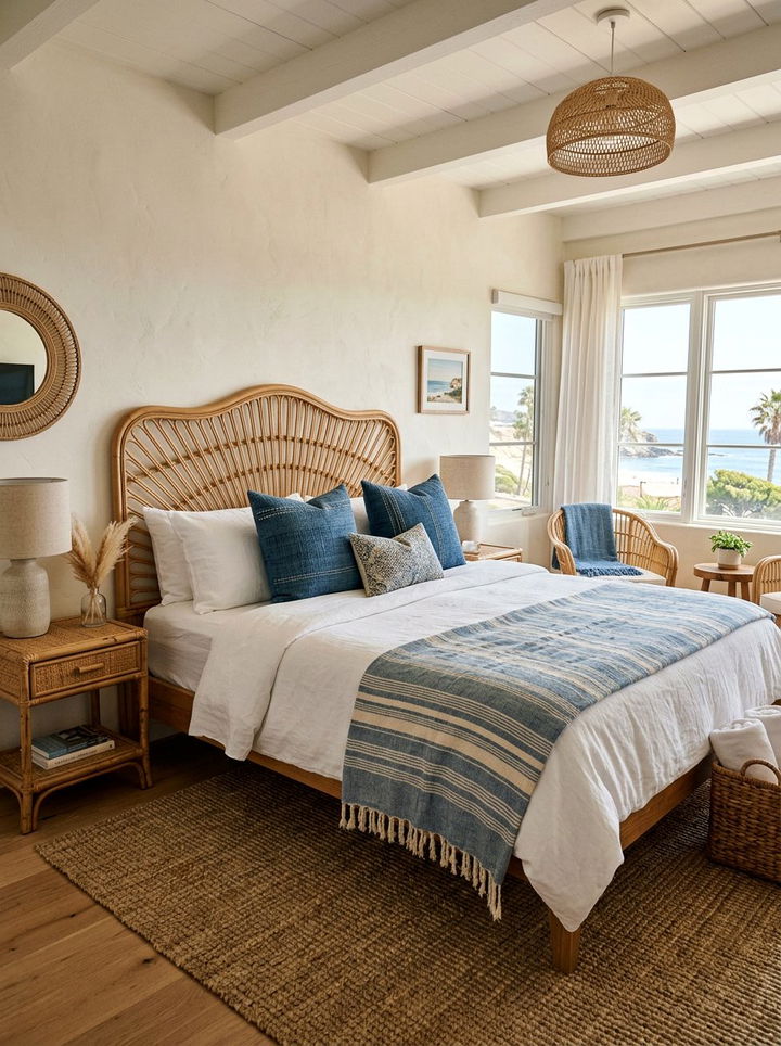Rattan Furniture Blue Accents - 30 coastal blue bedroom ideas