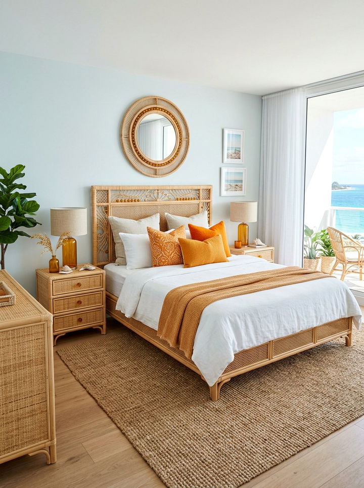 Rattan Furniture With Amber Accents - 30 amber bedroom ideas