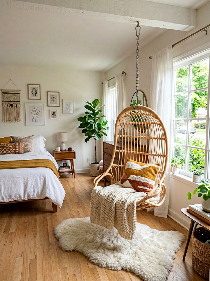 Rattan Hanging Chair - 30 rattan bedroom ideas