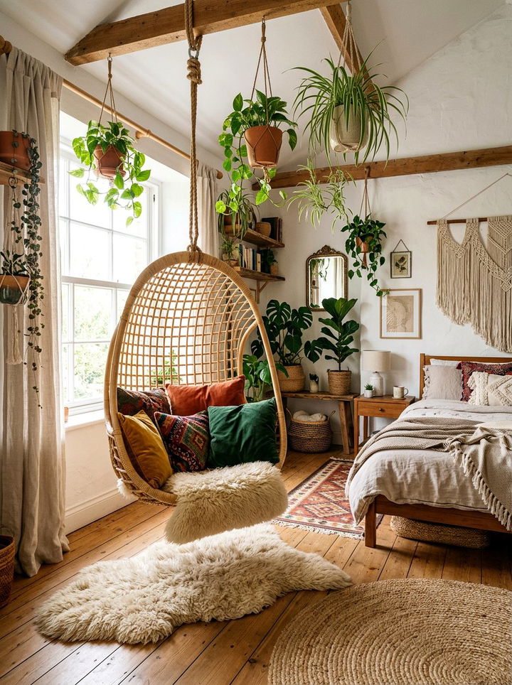 Rattan Hanging Chair - 30 bedroom reading chairs