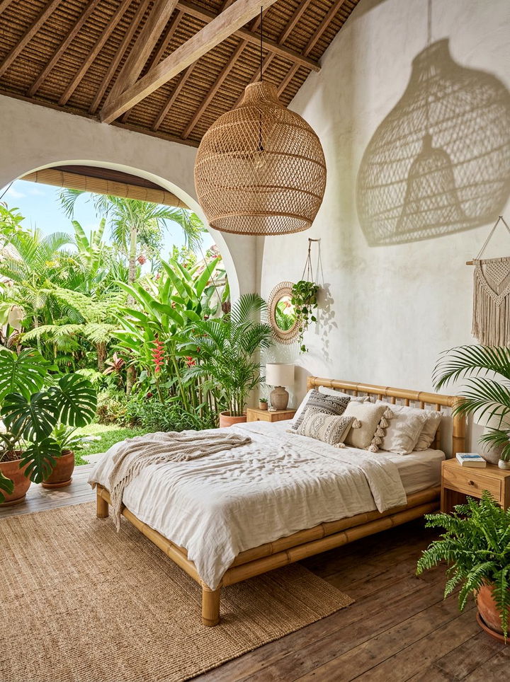 Rattan Hanging Lamp - 30 bedroom pendant lighting ideas