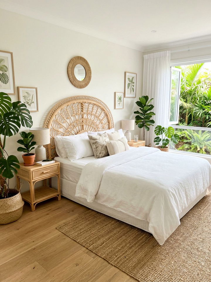 Rattan Headboard - 30 character home bedroom ideas