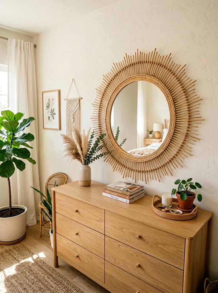 Rattan Mirror - 30 woven bedroom ideas