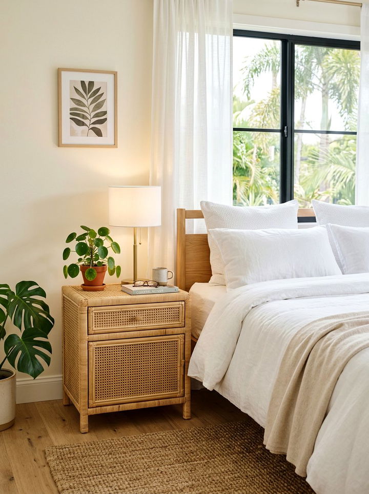 Rattan Nightstand - 30 tropical bedroom ideas