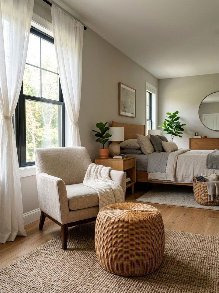 Rattan Ottoman - 30 wicker bedroom ideas