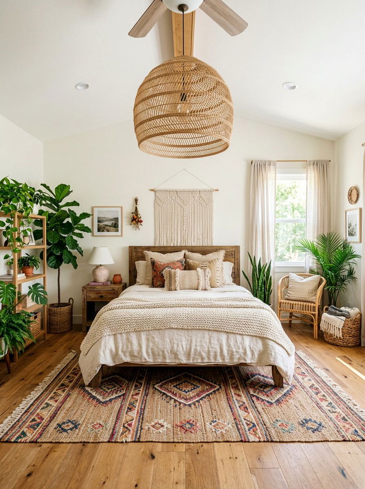 Rattan Pendant For Boho Room - 30 bedroom lighting ideas