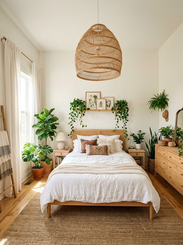 Rattan Pendant Light - 30 bedroom accent lighting ideas