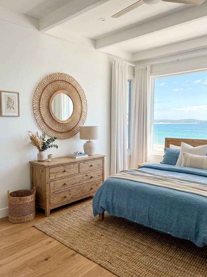 Rattan Round Mirror Coastal Style - 30 bedroom round mirrors