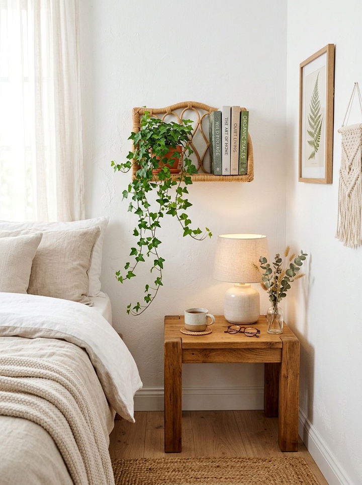 Rattan Shelf - 30 wicker bedroom ideas
