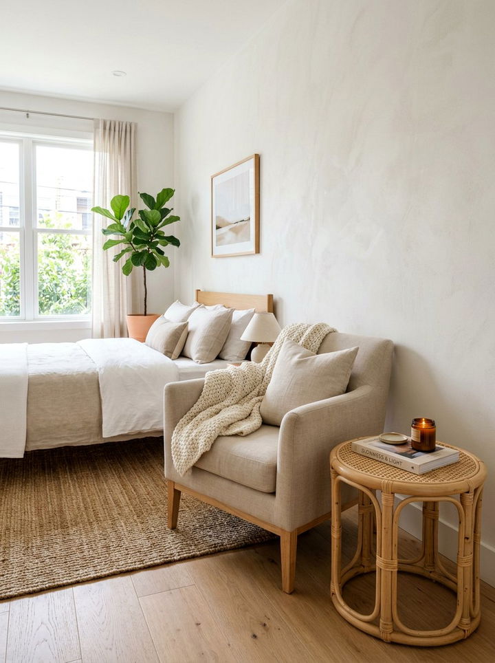 Rattan Side Table - 30 wicker bedroom ideas