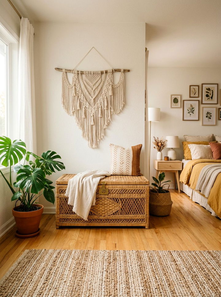 Rattan Storage Bench - 30 bedroom storage trunks