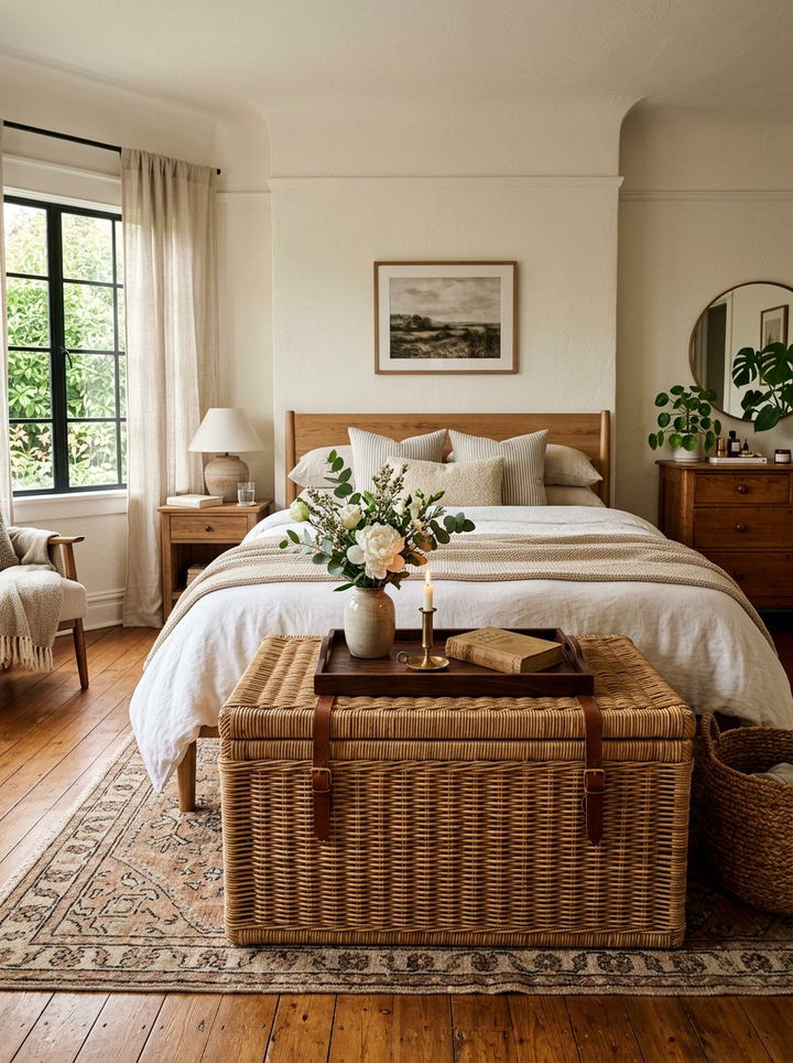 Rattan Trunk - 30 rattan bedroom ideas