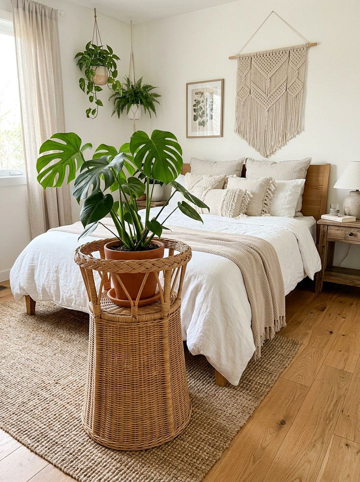 Rattan floor plant stand - 30 bedroom plant stands