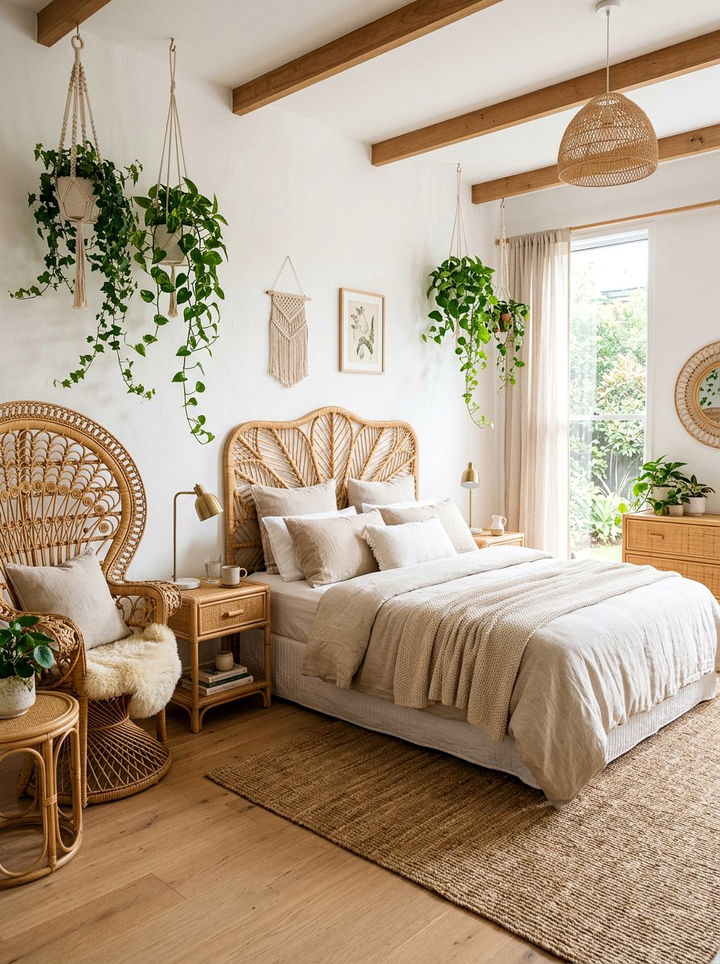 Rattan furniture bedroom - 30 retro bedroom ideas
