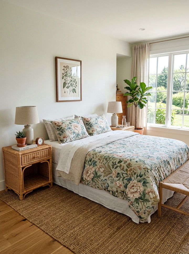 Rattan nightstands - 30 grandmillennial bedroom ideas