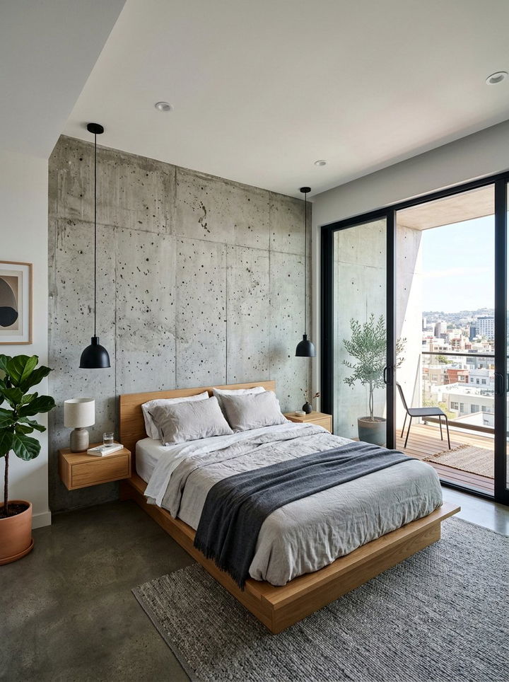 Raw Concrete Wall - 30 bedroom wall texture ideas